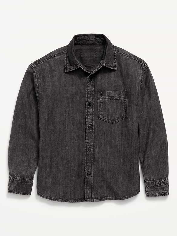 Oversized Long-Sleeve Denim Shirt for Boys