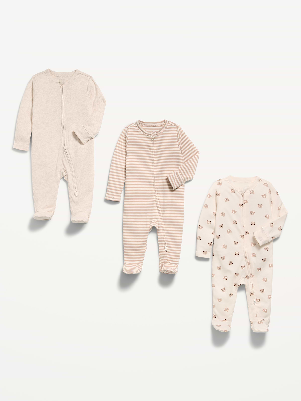 Image number 2 showing, 2-Way-Zip Sleep & Play Footed One-Piece 3-Pack for Baby