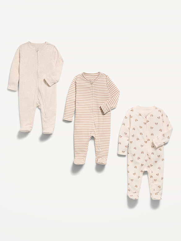 2-Way-Zip Sleep & Play Footed One-Piece 3-Pack for Baby