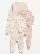 Image number 1 showing, 2-Way-Zip Sleep & Play Footed One-Piece 3-Pack for Baby