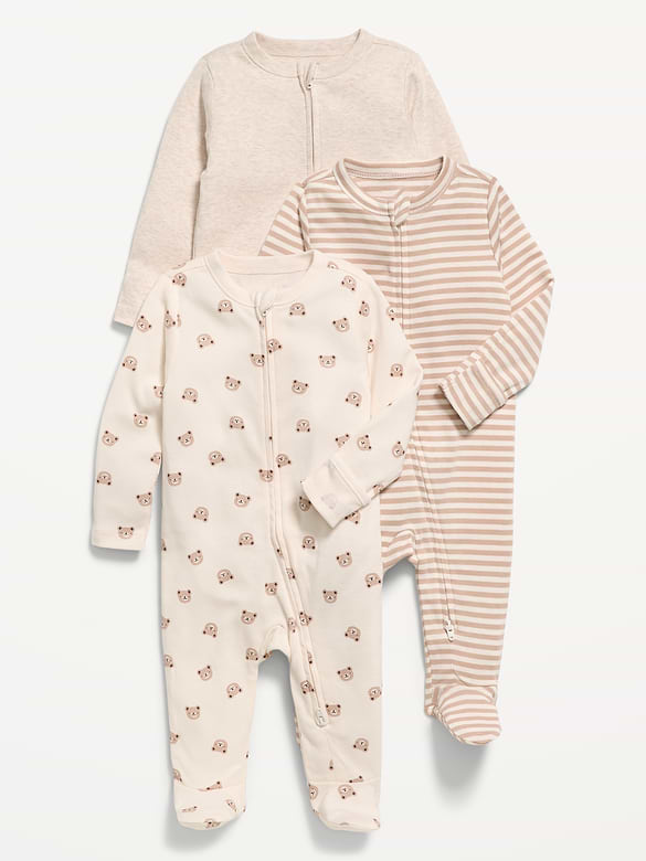 2-Way-Zip Sleep & Play Footed One-Piece 3-Pack for Baby