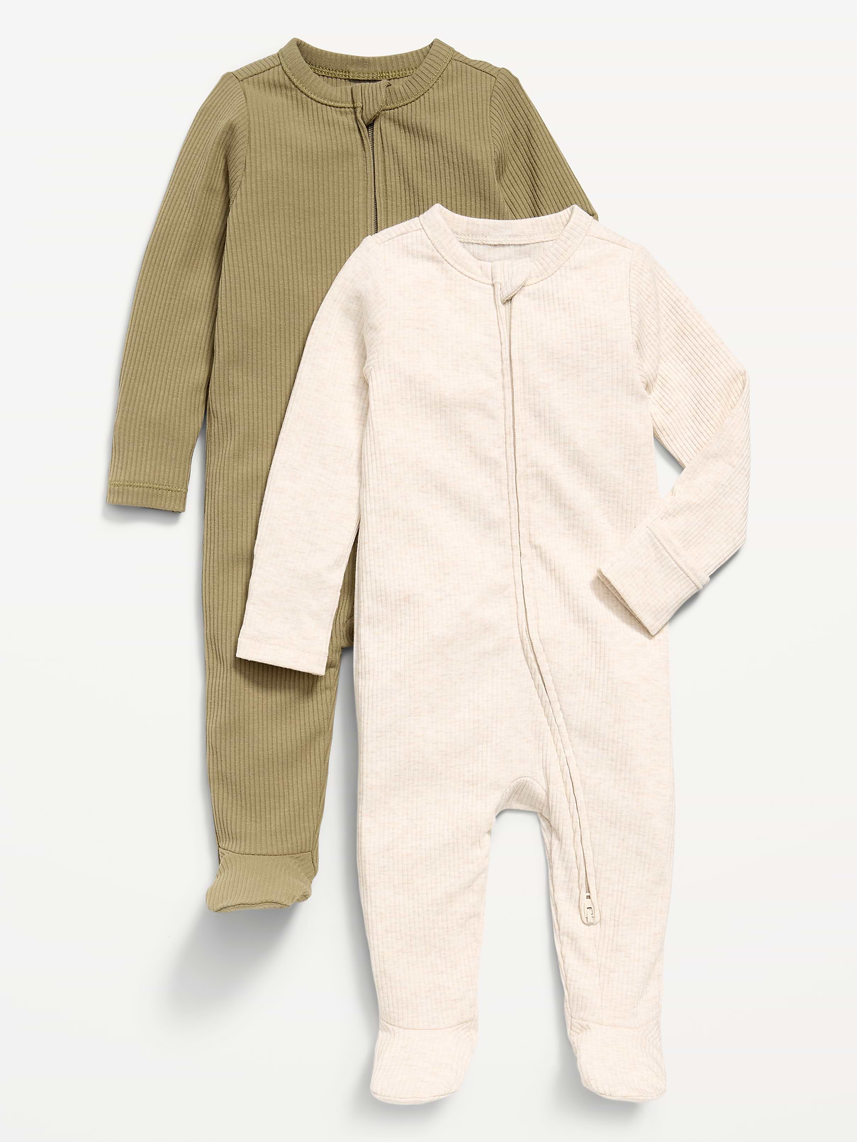 Image number 1 showing, 2-Way-Zip Sleep & Play Footed One-Piece 2-Pack for Baby