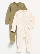 Image number 1 showing, 2-Way-Zip Sleep & Play Footed One-Piece 2-Pack for Baby