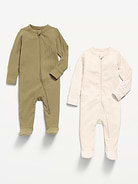 Image number 2 showing, 2-Way-Zip Sleep & Play Footed One-Piece 2-Pack for Baby
