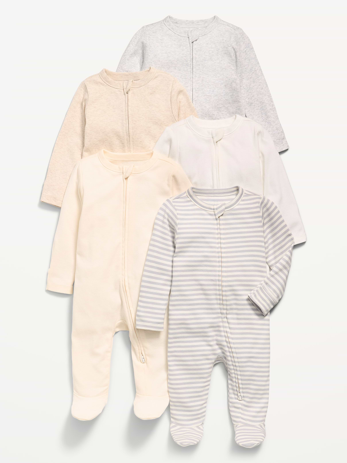 Image number 1 showing, 2-Way-Zip Sleep & Play Footed One-Piece 5-Pack for Baby