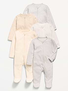 Image number 1 showing, 2-Way-Zip Sleep & Play Footed One-Piece 5-Pack for Baby