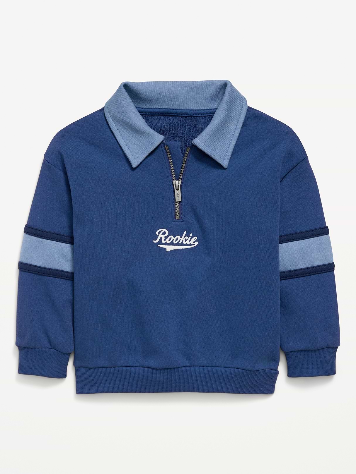 Oversized Graphic Collared French Terry Quarter-Zip for Toddler