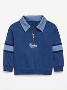 Image number 1 showing, Oversized Graphic Collared French Terry Quarter-Zip for Toddler Boys