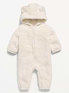 Image number 2 showing, Long-Sleeve Critter Sherpa Hooded One-Piece for Baby