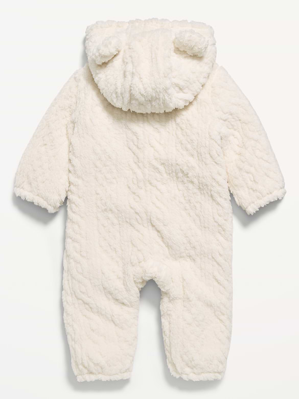 Long-Sleeve Critter Sherpa Hooded One-Piece for Baby