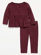 Image number 1 showing, Long-Sleeve Pointelle-Knit Top and Pants Set for Baby