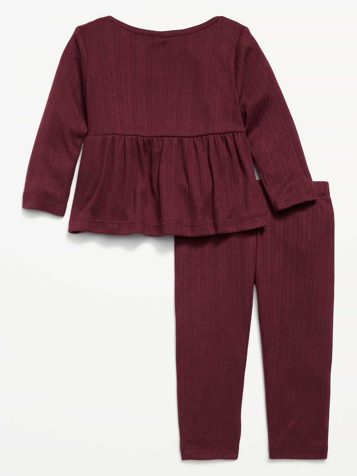 Image number 2 showing, Long-Sleeve Pointelle-Knit Top and Pants Set for Baby