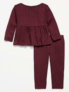 Image number 2 showing, Long-Sleeve Pointelle-Knit Top and Pants Set for Baby