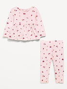 L'image numéro 2 présente Ensemble avec pantalon et haut en tricot pointelle à manches longues pour bébé