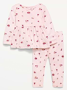 L'image numéro 1 présente Ensemble avec pantalon et haut en tricot pointelle à manches longues pour bébé