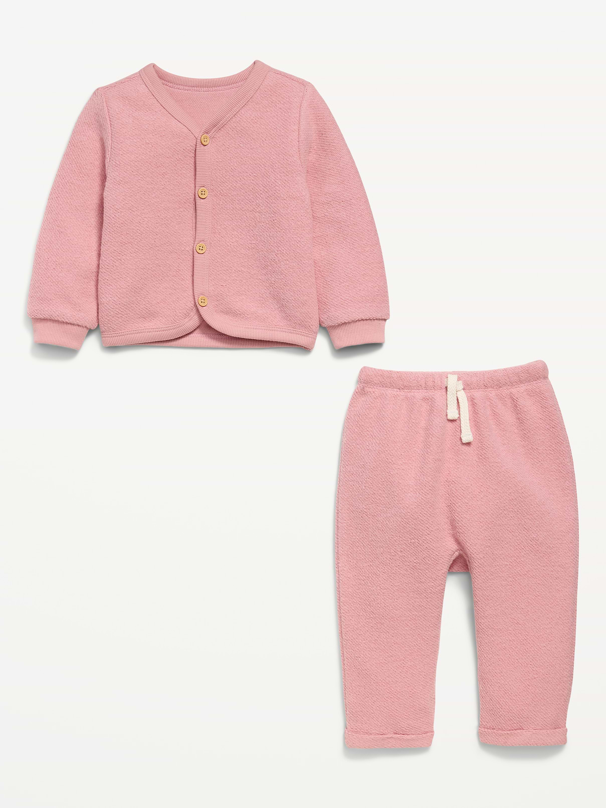 Image number 2 showing, Long-Sleeve Button Front Fleece Top and Pants Set for Baby