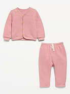 Image number 2 showing, Long-Sleeve Button Front Fleece Top and Pants Set for Baby