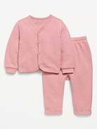 Image number 1 showing, Long-Sleeve Button Front Fleece Top and Pants Set for Baby