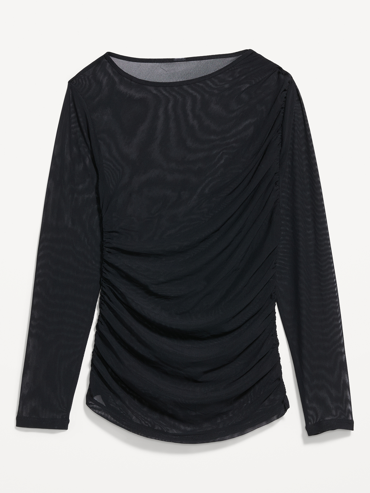 Long-Sleeve Draped Mesh Top | Old Navy