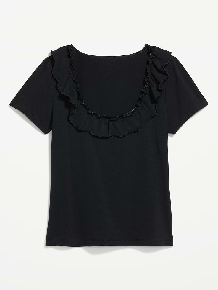 Image number 4 showing, Lettuce-Edge Scoop-Neck Top