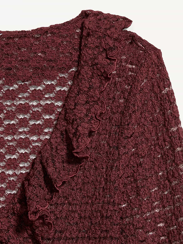Fitted Bell-Sleeve Ruffle Top