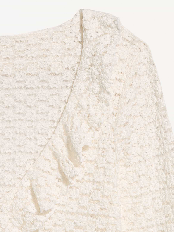 Fitted Bell-Sleeve Ruffle Top