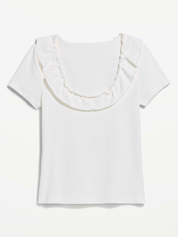 Lettuce-Edge Scoop-Neck Top
