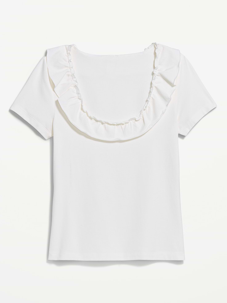 Image number 4 showing, Lettuce-Edge Scoop-Neck Top