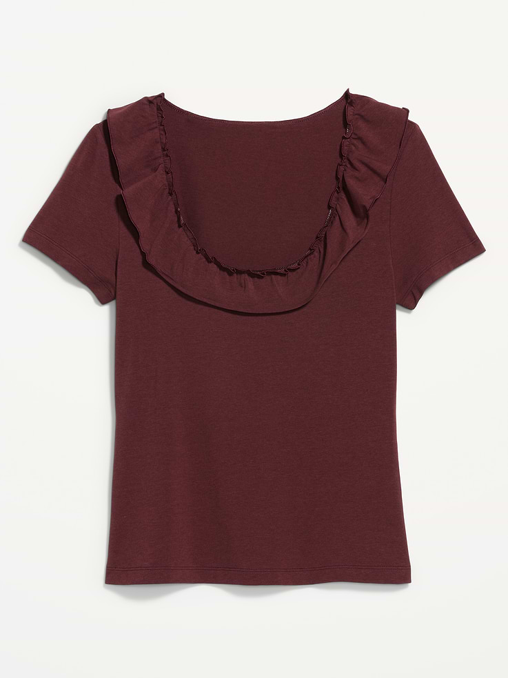 Image number 4 showing, Lettuce-Edge Scoop-Neck Top
