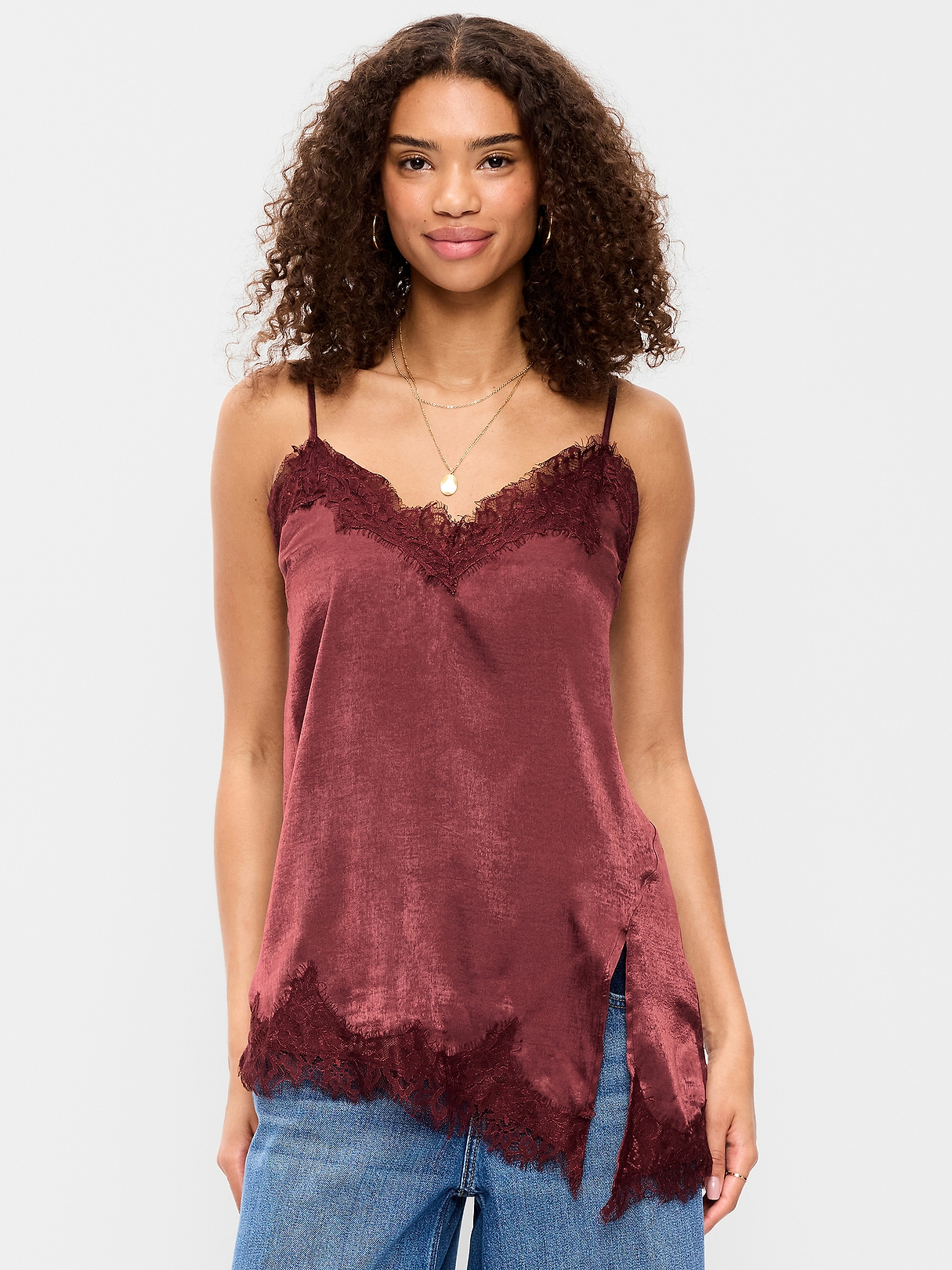 トップス andequal asymmetry lace camisole Asymmetrical Lace-Trim Cami Top | Old Navy