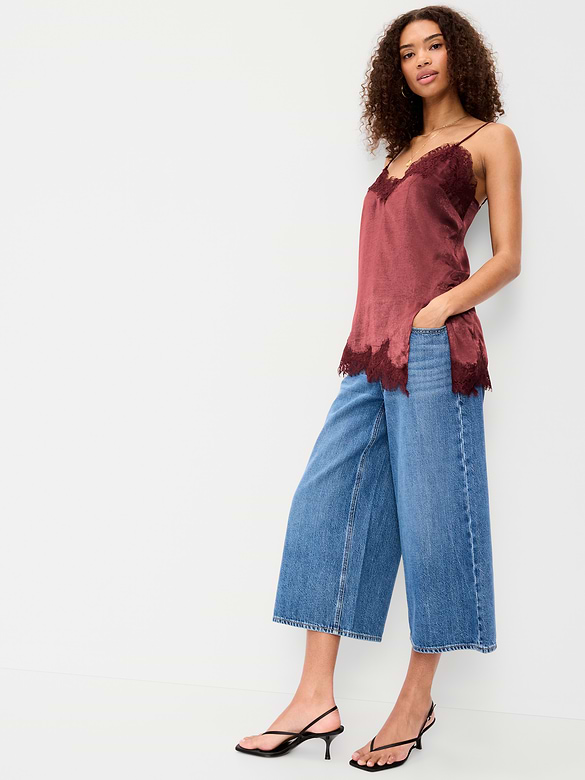 Asymmetrical Lace-Trim Cami Top