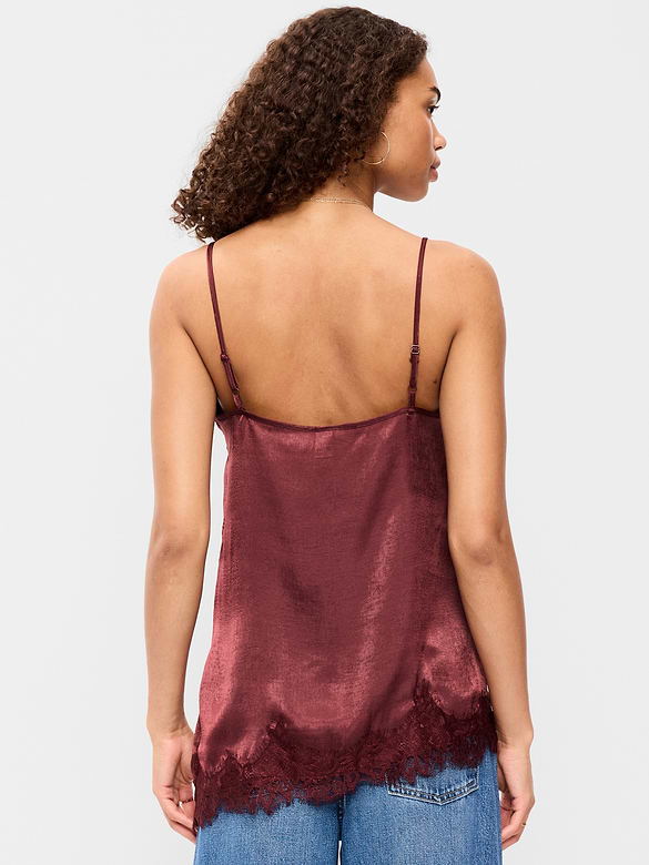 Asymmetrical Lace-Trim Cami Top