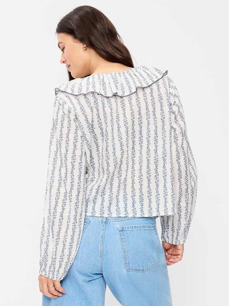 Image number 6 showing, Long-Sleeve Ruffle Tie-Neck Top