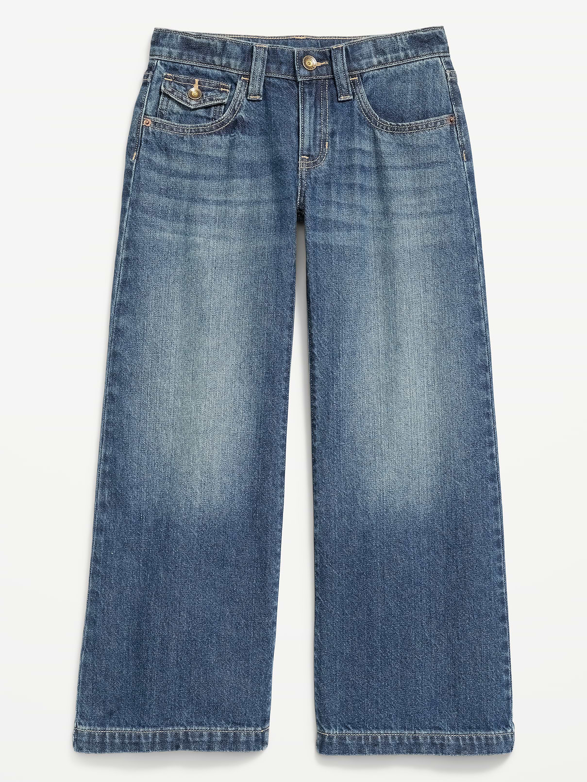 L'image numéro 1 présente Jean coupe généreuse à jambe large à taille basse pour fille