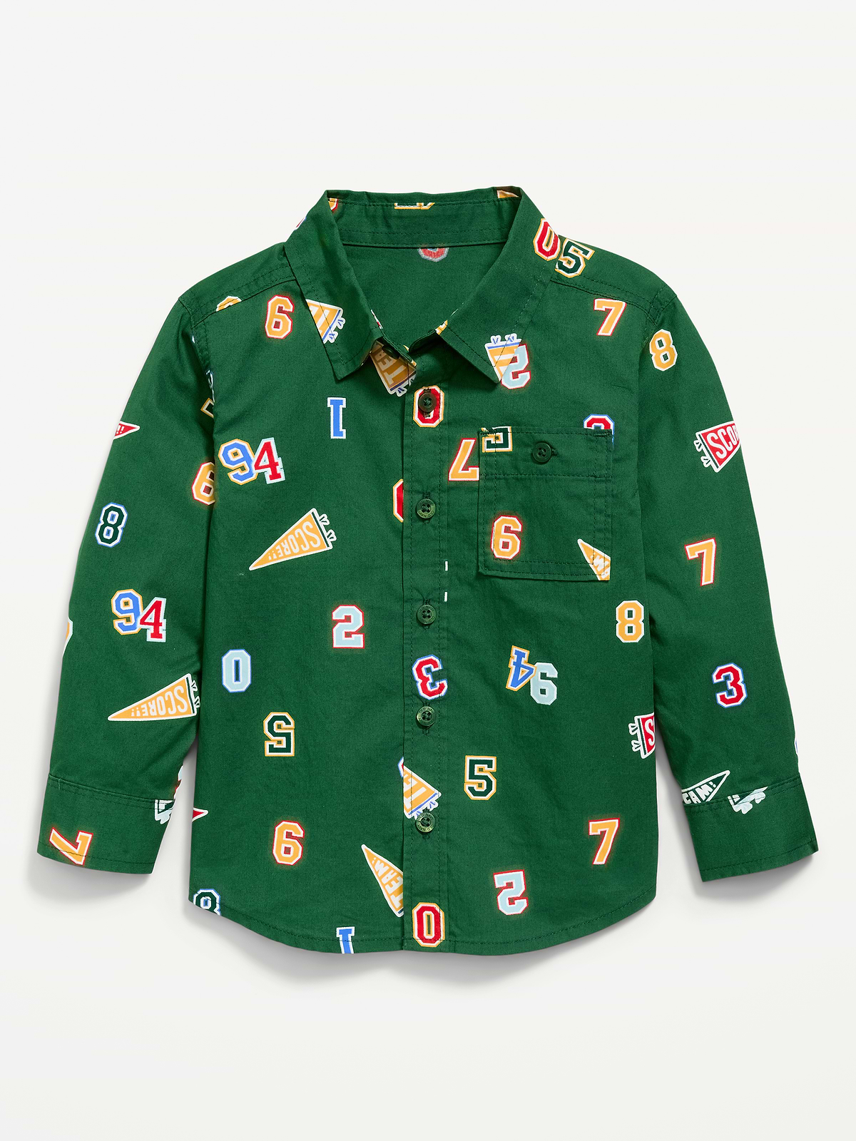 Printed Long-Sleeve Poplin Pocket Shirt for Toddler Boys