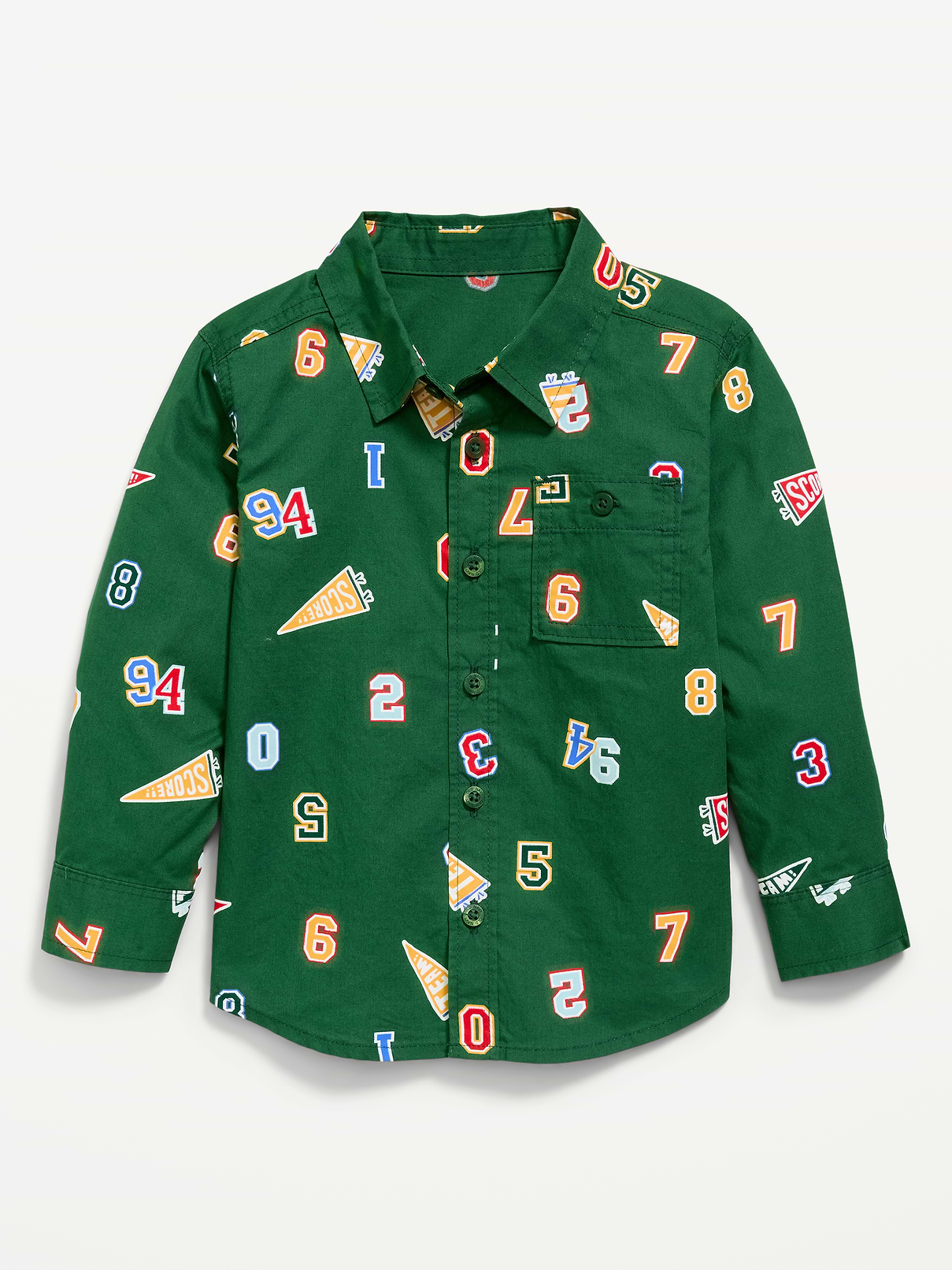 L'image numéro 1 présente Chemise à poche à manches longues en popeline à motif pour tout-petit