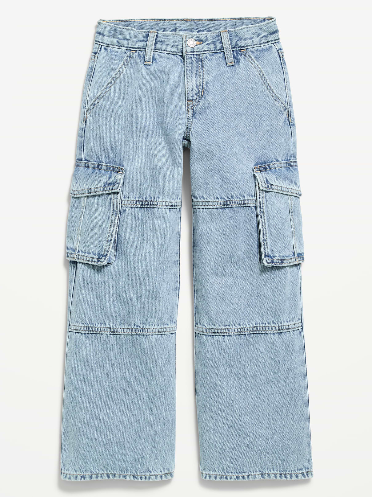 Image number 1 showing, Low-Rise Super Baggy Wide-Leg Cargo Jeans for Girls