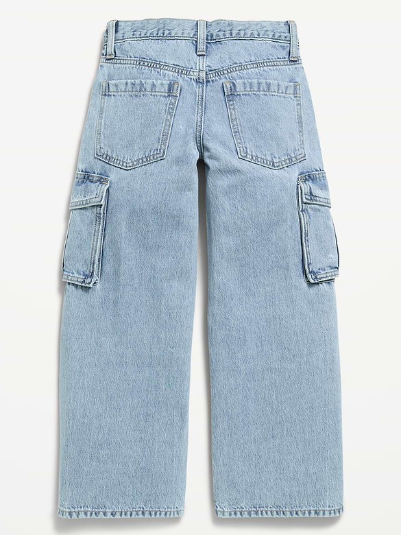 Jean cargo coupe très généreuse à jambe large à taille basse pour fille
