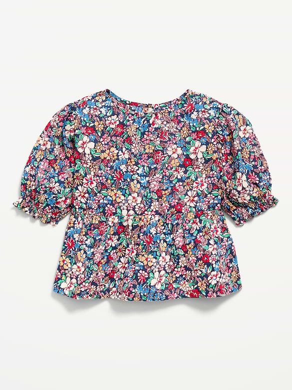 Short Puff-Sleeve Top for Toddler Girls