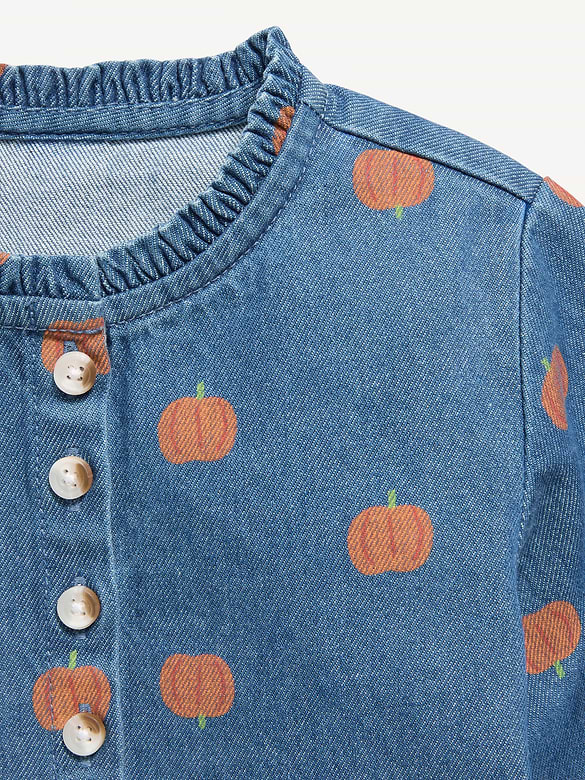 Printed Chambray Pocket Shirt Dress for Toddler Girls