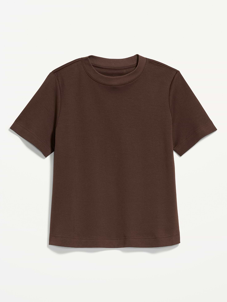 L'image numéro 4 présente T-shirt ras du cou court en tissu épais