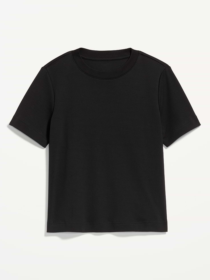 L'image numéro 4 présente T-shirt ras du cou court en tissu épais