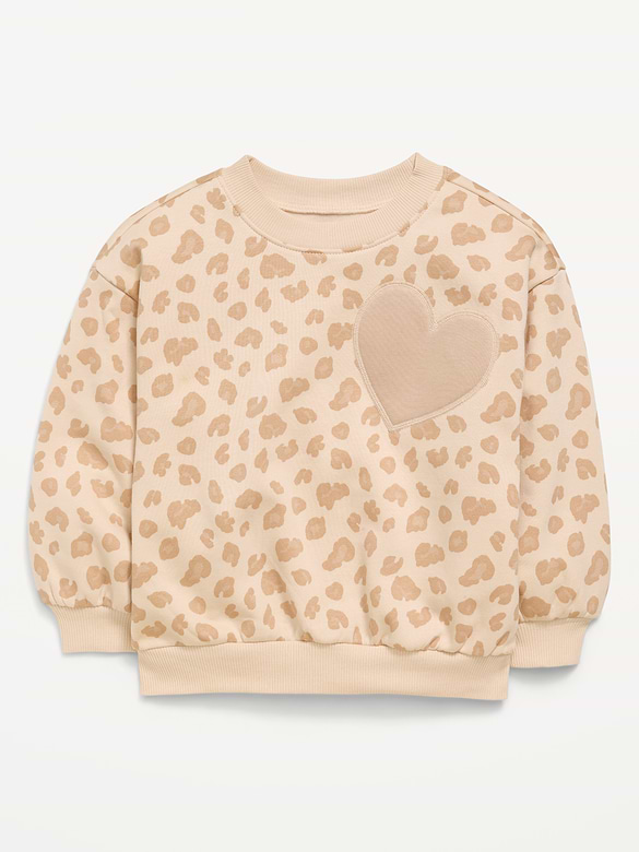Printed Oversized Long-Sleeve Sweatshirt for Toddler Girls