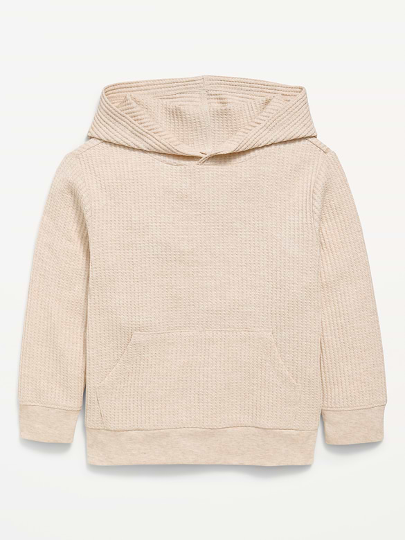 Waffle-Knit Pullover Hoodie for Toddler Boys