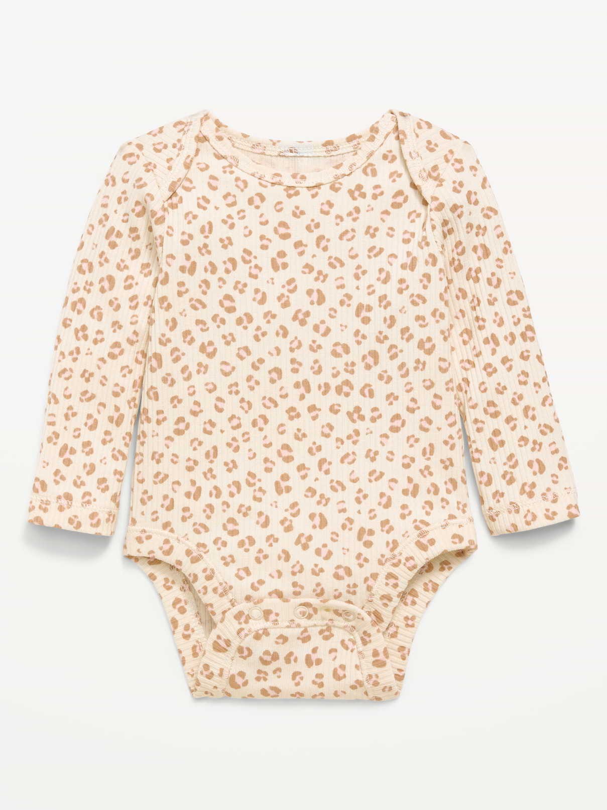 Image number 1 showing, Printed Long-Sleeve Ribbed Bodysuit for Baby