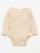 Image number 1 showing, Printed Long-Sleeve Ribbed Bodysuit for Baby