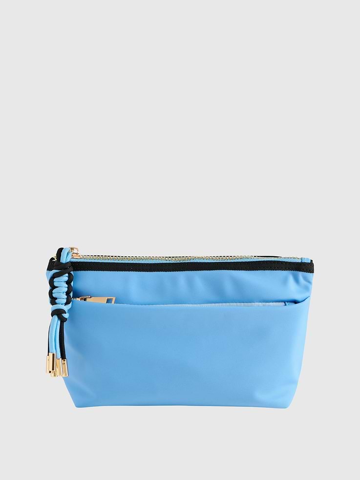 Image 1 of 2, Take your on-the-go organization to new heights with the Jet Zip Pouch., This sleek and sporty design features a top zip closure, one inner zip pocket, two inner slip pockets, and a convenient outer zip pocket for easy access., It’s crafted from durable nylon and accented with eye-catching paracord zipper pulls and gold hardware., Whether stashing travel essentials, tech accessories, or everyday must-haves, the Jet Zip Pouch keeps it all zipped up in style.