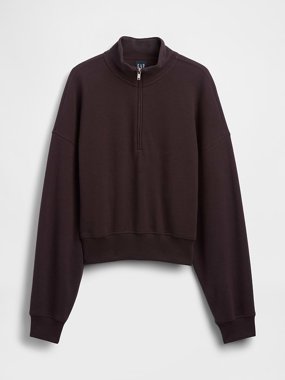 Textured Cotton Oversized Half-Zip Pullover