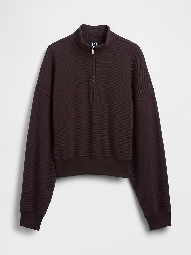 Image number 6 showing, Textured Cotton Oversized Half-Zip Pullover