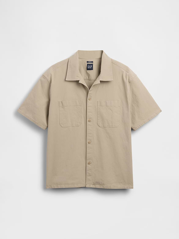 Relaxed Straight-Hem Utility Shirt